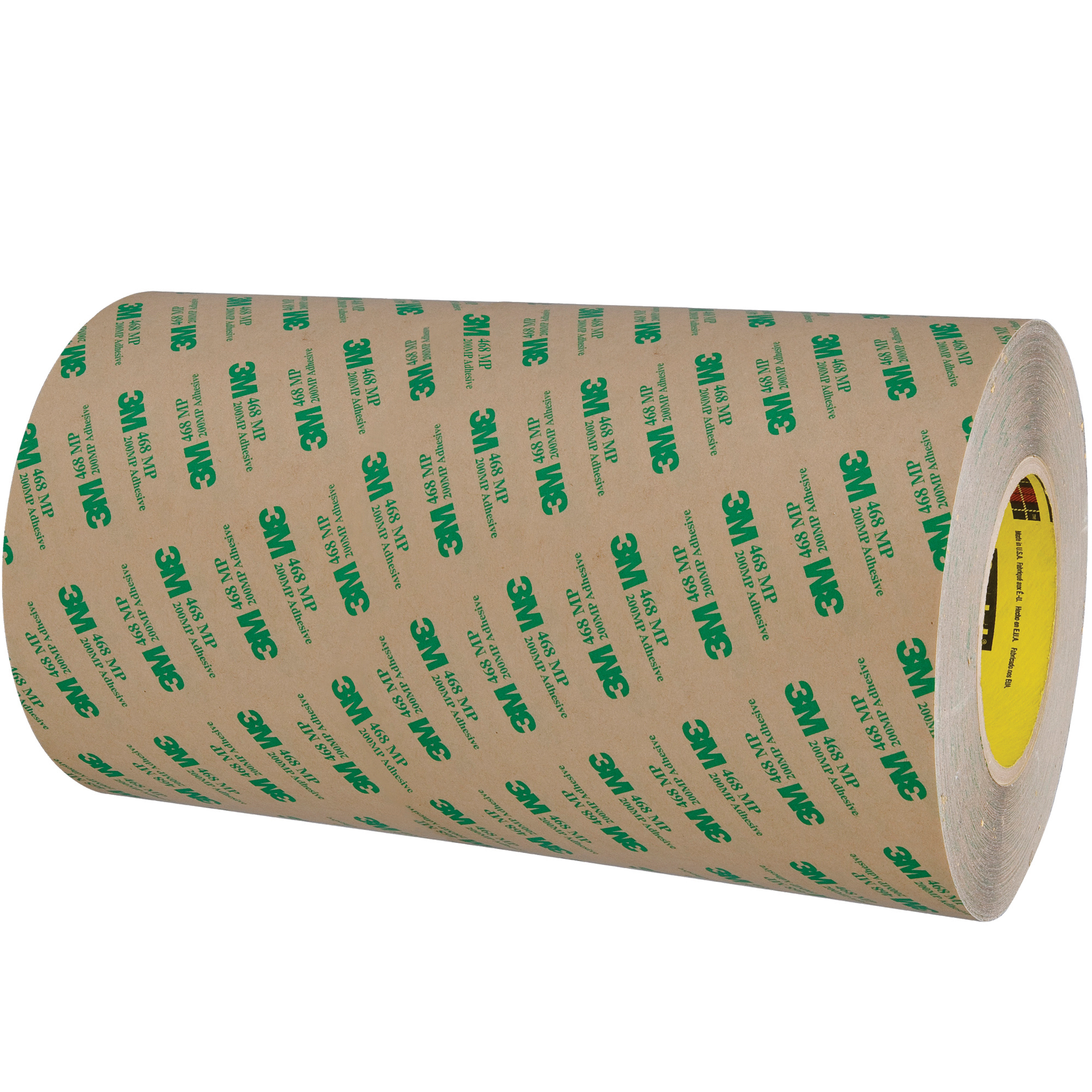 3M™ 468MP Adhesive Transfer Tape, Hand Rolls, 5.0 Mil, 12" x 60 yds., Clear, 4/Case