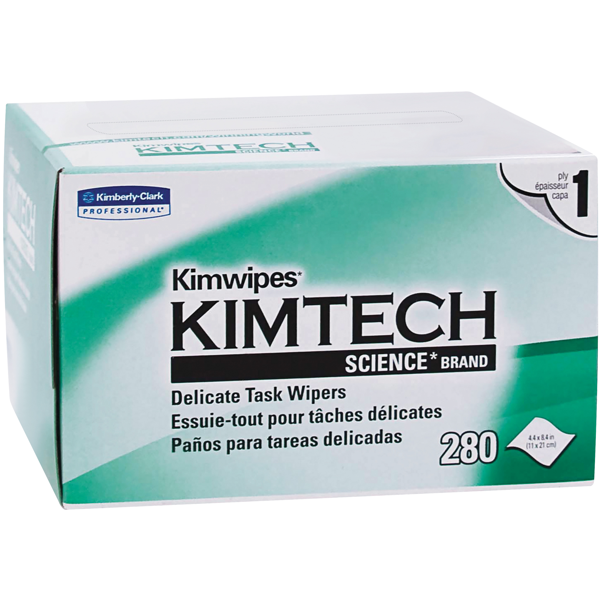 Kimwipes® Low-Lint Wipers, 1 Ply, 4.4" x 8.4", White, 280/Box, 30 Boxes/Case