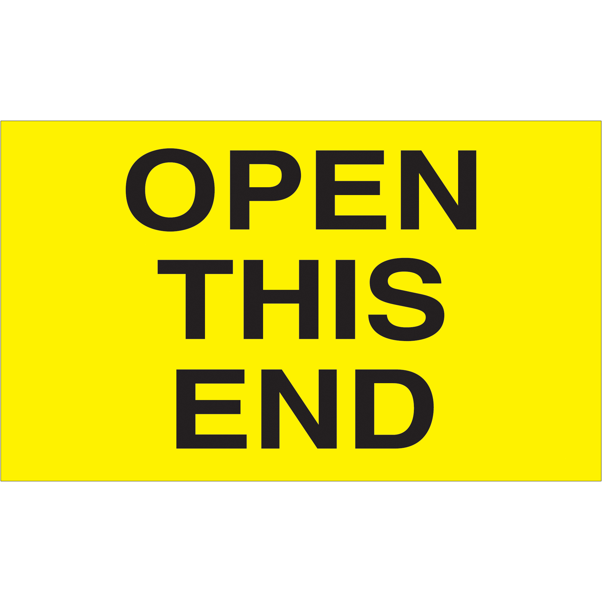Tape Logic® Labels, "Open This End", 3" x 5", Fluorescent Yellow, 500/Roll