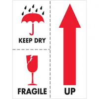 Tape Logic® Labels, "Keep Dry Fragile", 3" x 4", Red/White/Black, 500/Roll
