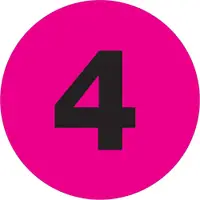 Tape Logic® Number Labels, "4", 2" Circle, Fluorescent Pink, 500/Roll