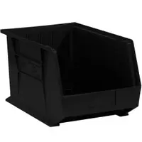 Plastic Stack & Hang Bin Boxes, 10 3/4" x 8 1/4" x 7", Black, 6/Case
