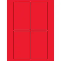 Tape Logic® Rectangle Laser Labels, 3" x 5", Fluorescent Red, 400/Case