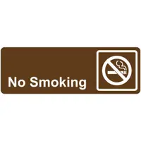 "No Smoking" Door Sign, 3" x 9", Brown, 1/Each