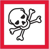 Tape Logic® Pictogram Labels, Skull and Crossbones, 1" x 1", Black/Red/White, 500/Roll