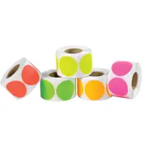 Tape Logic® Inventory Circles, Fluorescent Packs, 3", Assorted Colors, 5000/Case