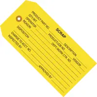 Inspection Tags, "Scrap", 4 3/4" x 2 3/8", Yellow, 1000/Case