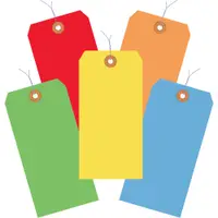 Shipping Tags, Pre-Wired, 13 Pt., 4 3/4" x 2 3/8", Assorted Color, 1000/Case