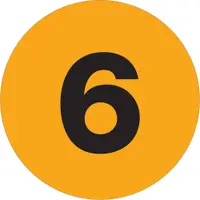Tape Logic® Number Labels, "6", 3" Circle, Fluorescent Orange, 500/Roll