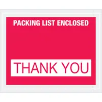 Tape Logic® "Packing List Enclosed - Thank You" Envelopes, 4 1/2" x 5 1/2", Red, 1000/Case