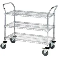 Heavy-Duty Wire Cart, 3 Shelf, 36" x 24" x 38", Silver, 1/Case