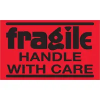 Tape Logic® Labels, "Fragile Handle With Care", 3" x 5", Fluorescent Red, 500/Roll