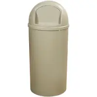 Rubbermaid® Marshal® Domed Trash Can, 25 Gallon, 42" x 18", Beige, 1/Each