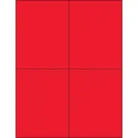 Tape Logic® Rectangle Laser Labels, 4 1/4" x 5 1/2", Fluorescent Red, 400/Case