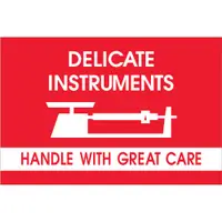 Tape Logic® Fragile Labels, "Delicate Instruments - HWC", 2" x 3", Red/White, 500/Roll