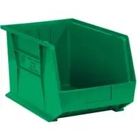 Plastic Stack & Hang Bin Boxes, 18" x 11" x 10", Green, 4/Case