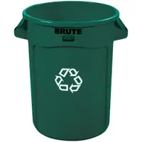 Rubbermaid® Brute® Recycling Container, 32 Gallon, 27 1/4" x 22", Green, 1/Each