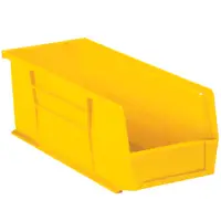 Plastic Stack & Hang Bin Boxes, 10 7/8" x 4 1/8" x 4", Yellow, 12/Case