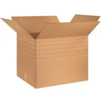 Heavy-Duty Multi-Depth Boxes, 30" x 24" x 24", Kraft, 10/Bundle; 120/Skid