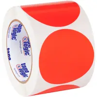 Tape Logic® Inventory Circle Labels, 3", Fluorescent Red, 500/Roll