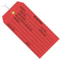 Inspection Tags, Pre-Wired, "Rejected", 4 3/4" x 2 3/8", Red, 1000/Case