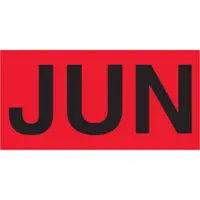 Tape Logic® Months of the Year Labels, "JUN", 3" x 6", Fluorescent Red, 500/Roll
