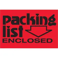 Tape Logic® Labels, "Packing List Enclosed", 2" x 3", Fluorescent Red, 500/Roll
