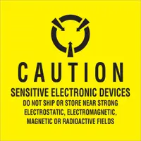 Tape Logic® Labels, "Sensitive Electronic Devices", 4" x 4", Black/Yellow, 500/Roll