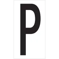Vinyl Warehouse Letter Labels, "P", 3 1/2", Black/White, 50/Case