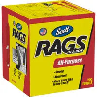Scott® Rags In A Box, 10" x 12", White, 200/Box, 2 Boxes/Case
