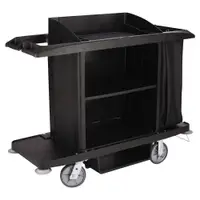 Rubbermaid® Housekeeping Cart, 22" x 60" x 50", Black, 1/Each