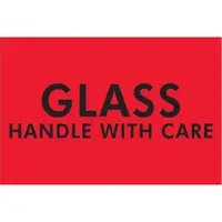 Tape Logic® Labels, "Glass Handle With Care", 2" x 3", Fluorescent Red, 500/Roll