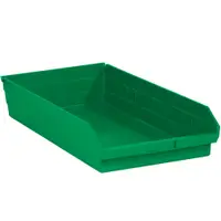 Plastic Shelf Bin Boxes, 23 5/8" x 11 1/8" x 4", Green, 6/Case