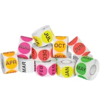 Tape Logic® Easy Order Packs, Months Of The Year, 2" Circle, Assorted Colors, 12/Case