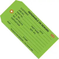 Inspection Tags, "Repairable or Rework", 4 3/4" x 2 3/8", Green, 1000/Case