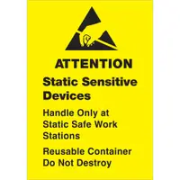 Tape Logic® Labels, "Static Sensitive Devices", 1 3/4" x 2 1/2", Black/Yellow, 500/Roll