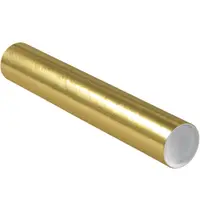 Mailing Tubes with Caps, 3" x 18", Gold, 24/Case
