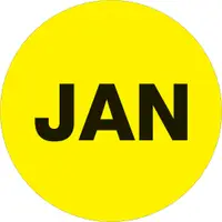 Tape Logic® Months of the Year Labels, "JAN", 1" Circle, Fluorescent Yellow, 500/Roll