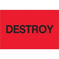 Tape Logic® Labels, "Destroy", 2" x 3", Fluorescent Red, 500/Roll