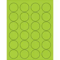 Tape Logic® Circle Laser Labels, 1 5/8", Fluorescent Green, 2400/Case