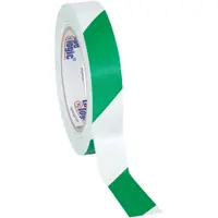 Tape Logic® Striped Vinyl Tape, 7.0 Mil, 1" x 36 yds., Green/White, 3/Case