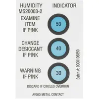 Humidity Indicators, 30-40-50%, 2" x 3", White, 125/Case