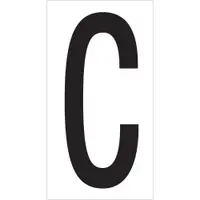 Vinyl Warehouse Letter Labels, "C", 3 1/2", Black/White, 50/Case