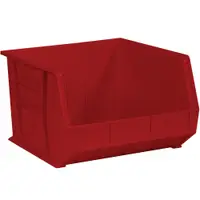 Plastic Stack & Hang Bin Boxes, 18" x 16 1/2" x 11", Red, 3/Case