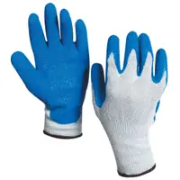 Rubber Coated Palm Gloves, Extra Large, White/Blue, 12 Pairs/Case