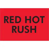 Tape Logic® Labels, "Red Hot Rush", 2" x 3", Fluorescent Red, 500/Roll