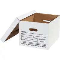 File Storage Boxes, Auto-Lock Bottom, 15" x 12" x 10", White, 12/Case