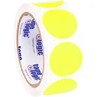 Tape Logic® Inventory Circle Labels, 1 1/2", Fluorescent Yellow, 500/Roll
