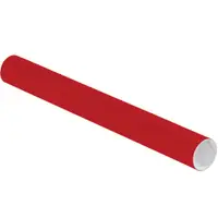 Mailing Tubes with Caps, 2" x 18", Red, 50/Case