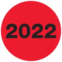Tape Logic® Labels, "2022" Year, 2" Circle, Fluorescent Red, 500/Roll